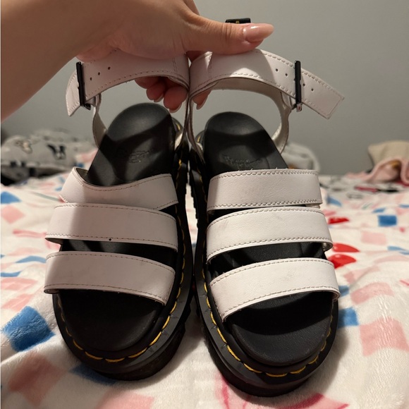 Dr Martens White Strap Sandals with Black Soles - Picture 3 of 4